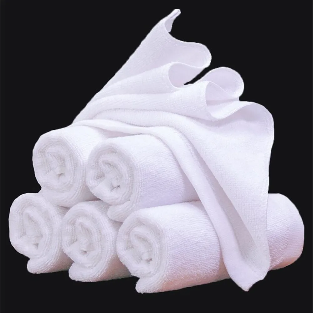 Оптовая продажа 50 шт. белые мягкие впитывающие полотенца для душа из 100% хлопка 25
