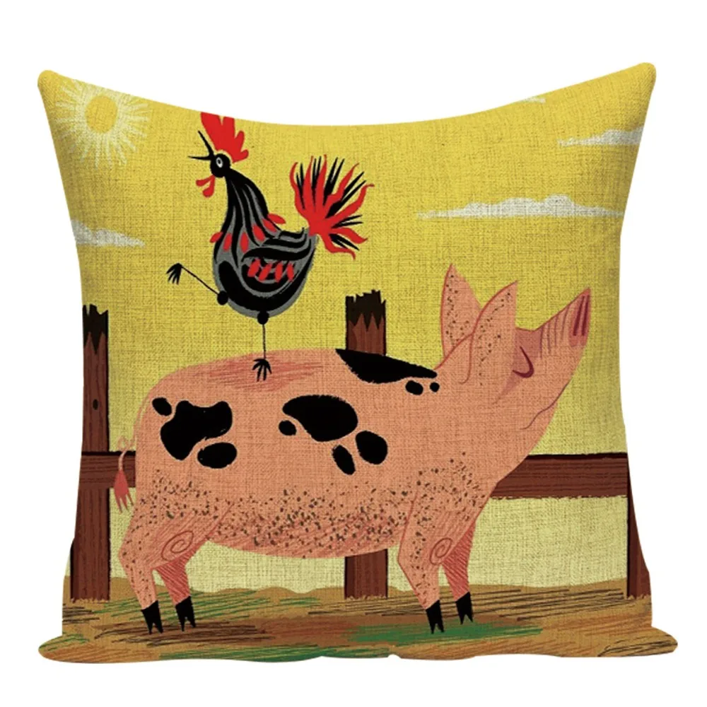 Декоративный чехол для подушки 45 х45 см с мультяшным принтом животных|Наволочки| |