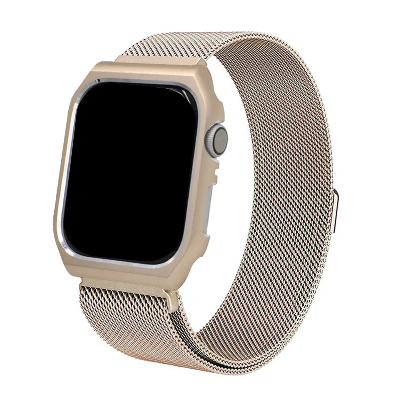 Champagne Миланская петля для Apple Watch, группа 4, 44 мм, ремешок для браслета, ремешок для Apple Watch, полосы 42 мм, 38 мм, серия 4321, металлическая сталь - Цвет ремешка: Champagne