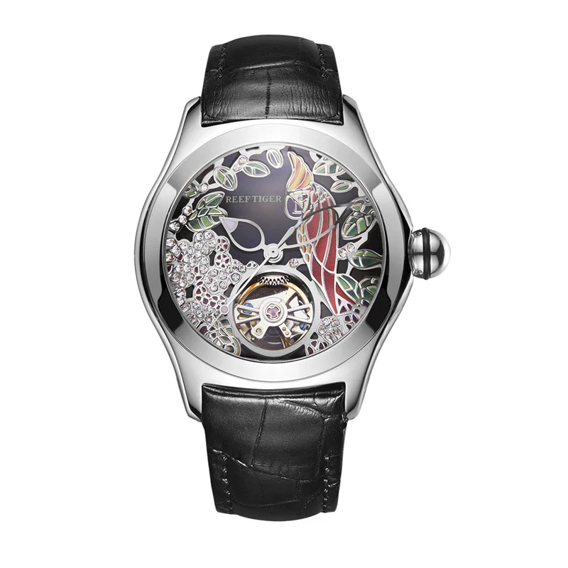 Риф Тигр Топ Бренд роскошные женские часы Reloj Mujer кожа автоматические механические водонепроницаемые модные часы RGA7105 - Цвет: 8
