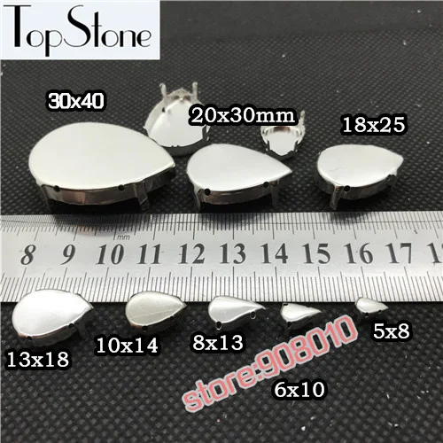Silver Setting Все размеры капелька серебро/золото металл коготь Закрытая задняя для установки каплевидные Необычные камни ювелирные бусины 5x8~ 13x18,20x30 мм 30x40 мм - Цвет: Silver Setting