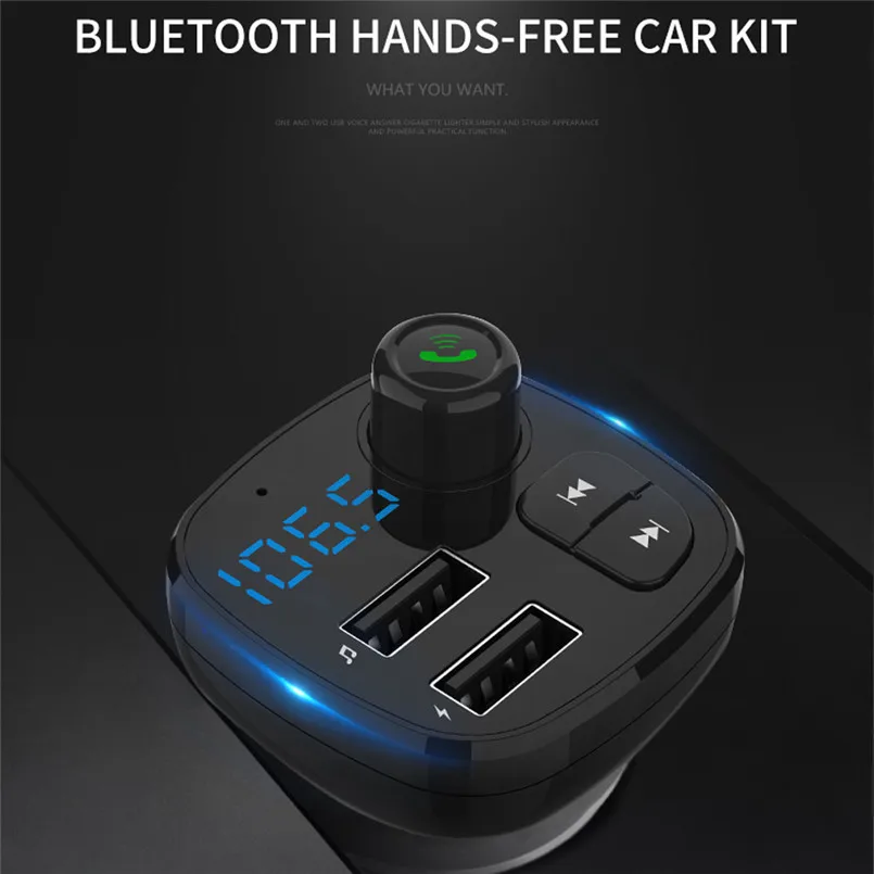 Беспроводной автомобильный FM передатчик mp3 плеер Bluetooth Handsfree поддержка звонков TF