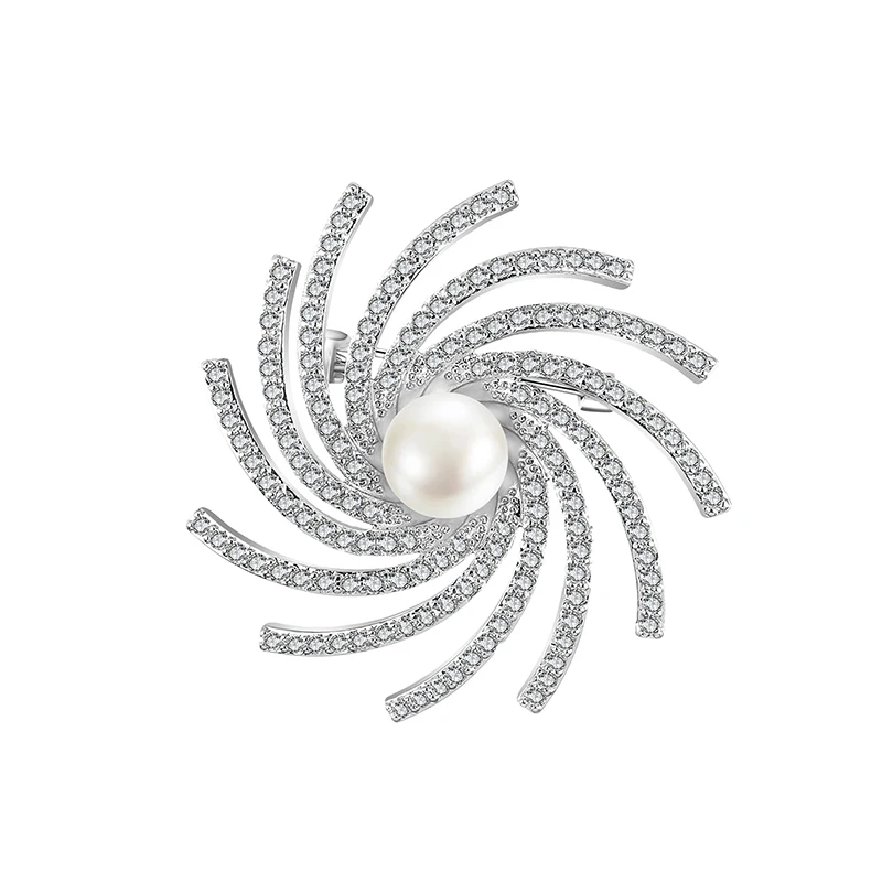 Роскошный вихревой черный жемчуг с отверстиями брошь из ажурной меди