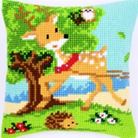 Животные 02 DIY Набор для рукоделия Подушка с вышивкой из акриловой пряжи Гобелен Холст Подушка спереди вышивка крестом наволочка - Цвет: Черный