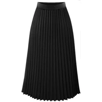 long skirts womens solid pleated elegant midi elastic waist maxi skirt korean fashion black skirt jupe longue femme