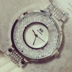 Для женщин Стразы Часы Relogio Feminino платье часы Montre Femme Нержавеющая сталь большой циферблат наручные женские часы с кристаллами - Цвет: silver