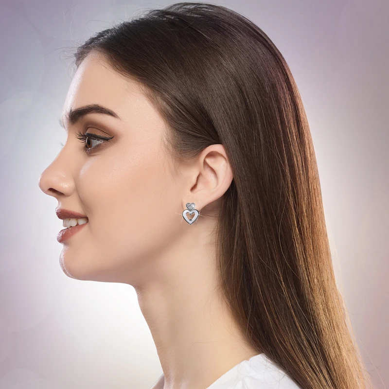 TUHE романтическое сердце ювелирный набор сияющий кристалл серьги гвоздики колец белая керамика для женщин