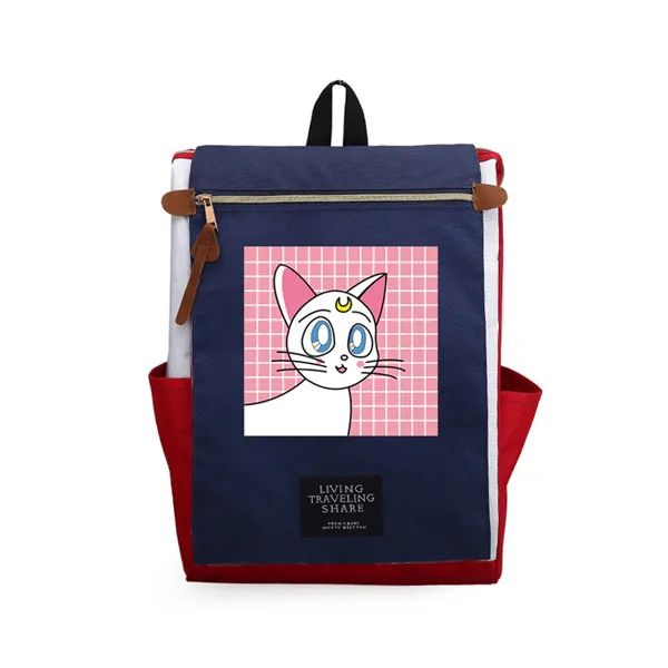 1 Sailor Moon Luna Cat, Женский Рюкзак Kawaii, из кусков, рюкзак для путешествий, холщовые школьные сумки для девочек-подростков, женский милый рюкзак - Цвет: 1