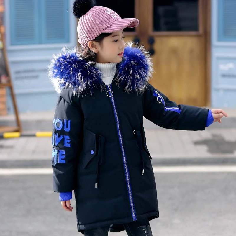 Зимние пуховики для девочек детские парки пальто с натуральным мехом теплая