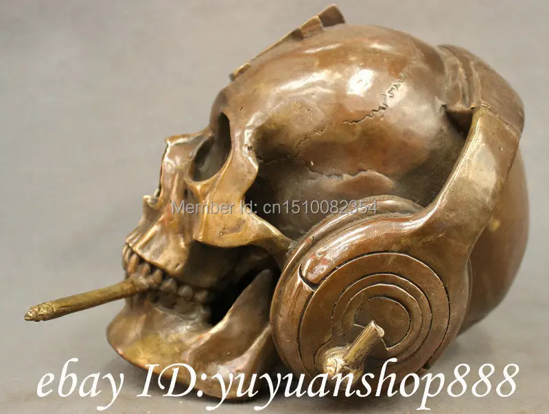 9 &quotкитайская Бронзовая Медная скульптура дредфу для мужчин с черепом|art print for