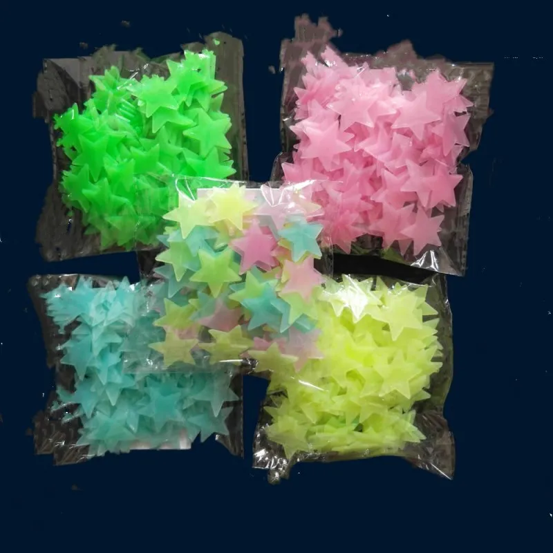 

3 D Stars Wall Stickers Emit Fluorescence In The Dark Home Decor Wallpaper for Kids Paste Ceiling Bedroom Room Decor Wall Decals