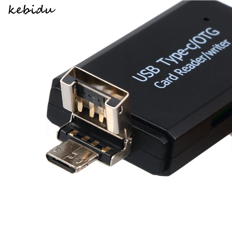 Kebidu USB 2 0 Micro 3 в 1 комбо слота TF SD Type C кардридер Универсальный OTG для смартфонов