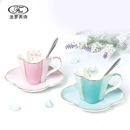 Керамическая кофейная чашка и блюдце четырехлистный клевер дизайнерский набор