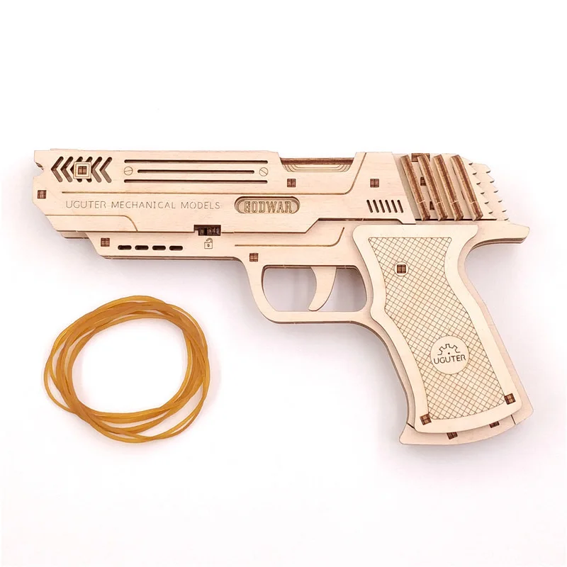 Машина по дереву модель передачи оружия симулятор пистолет с резиновой лентой