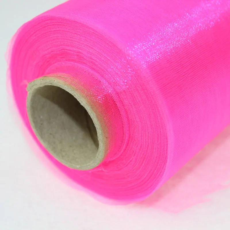 20 м/лот 75 см в ширину ярко розовый цвет прозрачная органза со стразами с длинным подолом рулон для свадьбы