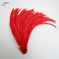 yoyue 50pcs 16 18inch40 45cm red rooster coque tail feather cheap feathers for crafts wedding decoration diy pheasant plumes