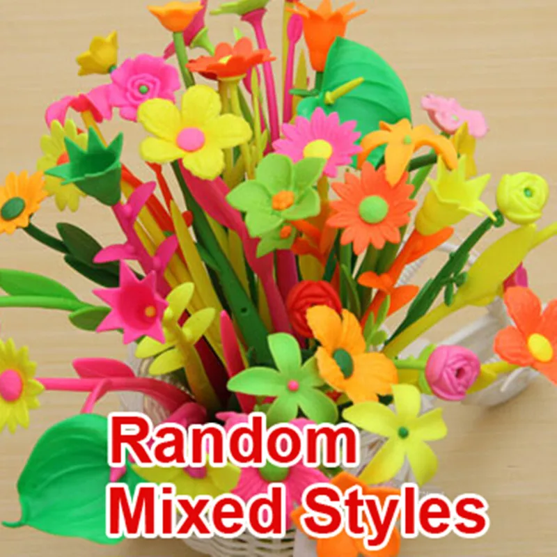 Random Mixed Styles 12 шт/1 лот модные креативные канцелярские принадлежности цветные сладкие Лаки Флора цветы ручка дизайн Шариковая ручка канцелярские принадлежности - Цвет: Random Mixed Styles