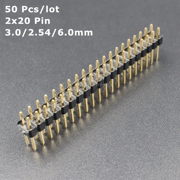 Hellotronics 50 шт./лот 2x20 штырьковые мужские заголовки для Raspberry Pi A + B 2 3 4 Zero 0 1 ''Длина