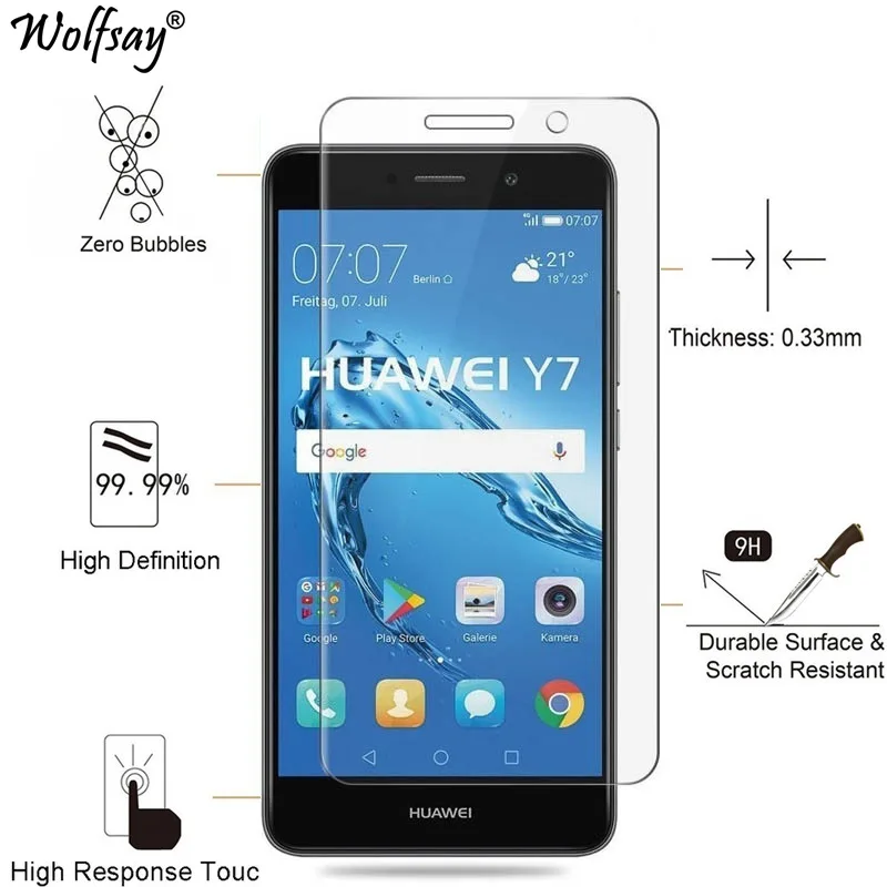 Закаленное стекло для Huawei Y7 Prime защита экрана ультратонкая пленка 2017 / Enjoy 7 Plus