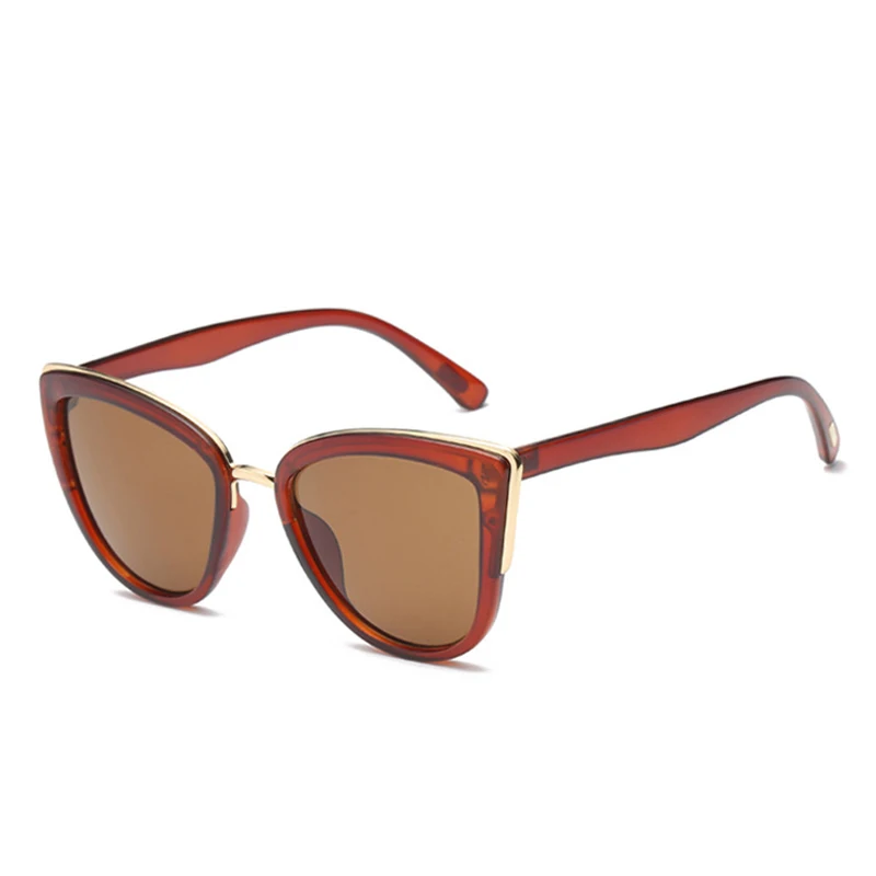 Elbru Cateye Sunglasses Women Vintage Gradient Glasses Retro Cat Eye Sun Glasses Female Eyewear UV400 Gafas lunette soleil femme - Цвет линз: Brown