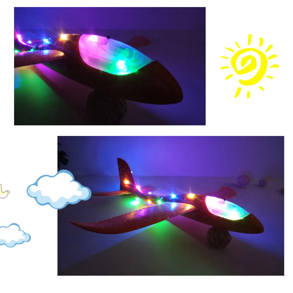 Большой ручной запуск бросок пенопласта планер инерция самолета EPP светодиодный