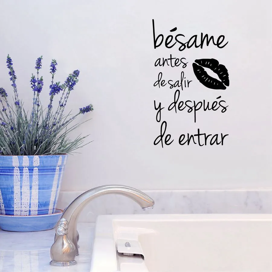 Besame Antes De Salir y Despues De Entrar испанская виниловая наклейка на стену любовь наклейки-цитаты на стену для домашнего декора спальни/гостиной