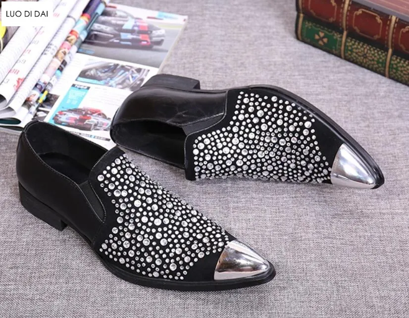 Новинка Мужские модельные туфли лоферы с острым носком свадебные Мужская обувь