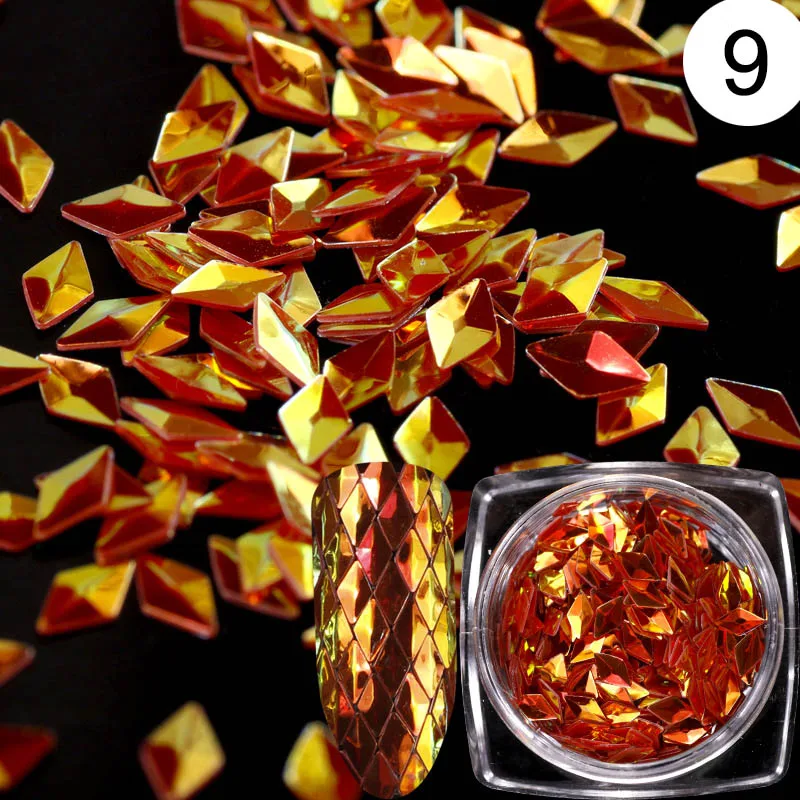 Стикер для дизайна ногтей красочные Блестящие Блестки Хамелеон Геометрия 3D