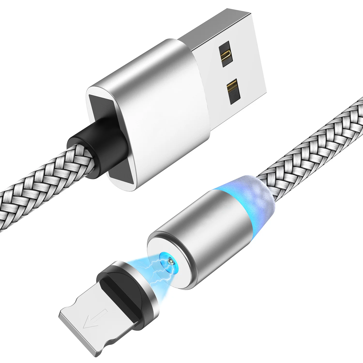 Moskado USB кабель с магнитной зарядкой USB цифровой линии быстрой зарядки Micro usb кабель для передачи данных type C USB зарядки шнуры - Цвет: For iphone Silver