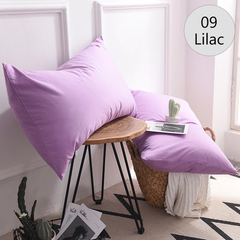 09 Lilac Чистый хлопок Роскошная однотонная наволочка индивидуальная Подушка Чехол 70x70 см 50x70 наволочка постельные принадлежности для отеля 40 - Цвет: 09 Lilac