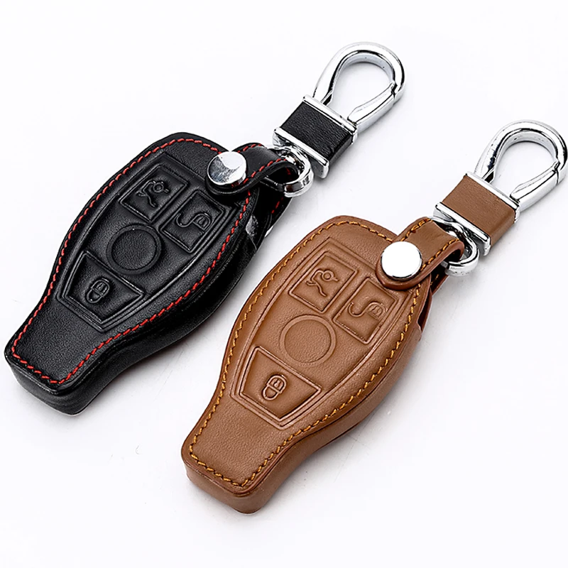 Genuine Leather Remote Key Fob Case For Mercedes Benz SLK E113 A C E S W168 W20 2 Button Flip Folding Car Cover accessories | Автомобили и