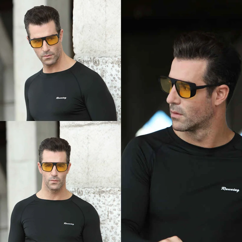 Мужские солнцезащитные очки с желтыми линзами поляризационные для вождения