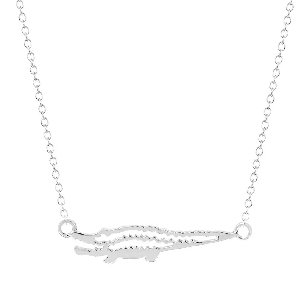 Модный кулон в виде животных ожерелье из крокодиловой кожи золотого и