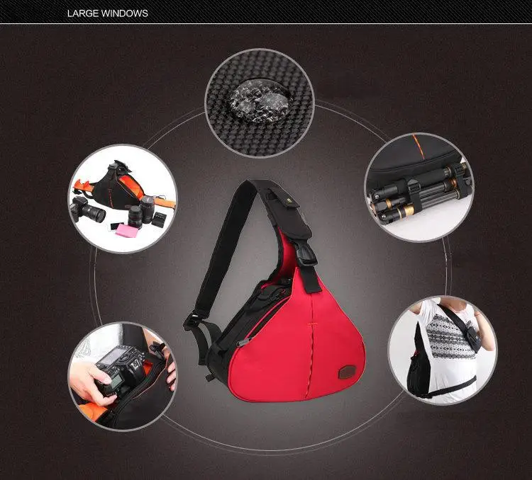 

Водонепроницаемый треугольный SS16-1 DSLR SLR Камера сумка для Nikon CANON SONY FUJI PENTAX OLYMPUS LEICA RED