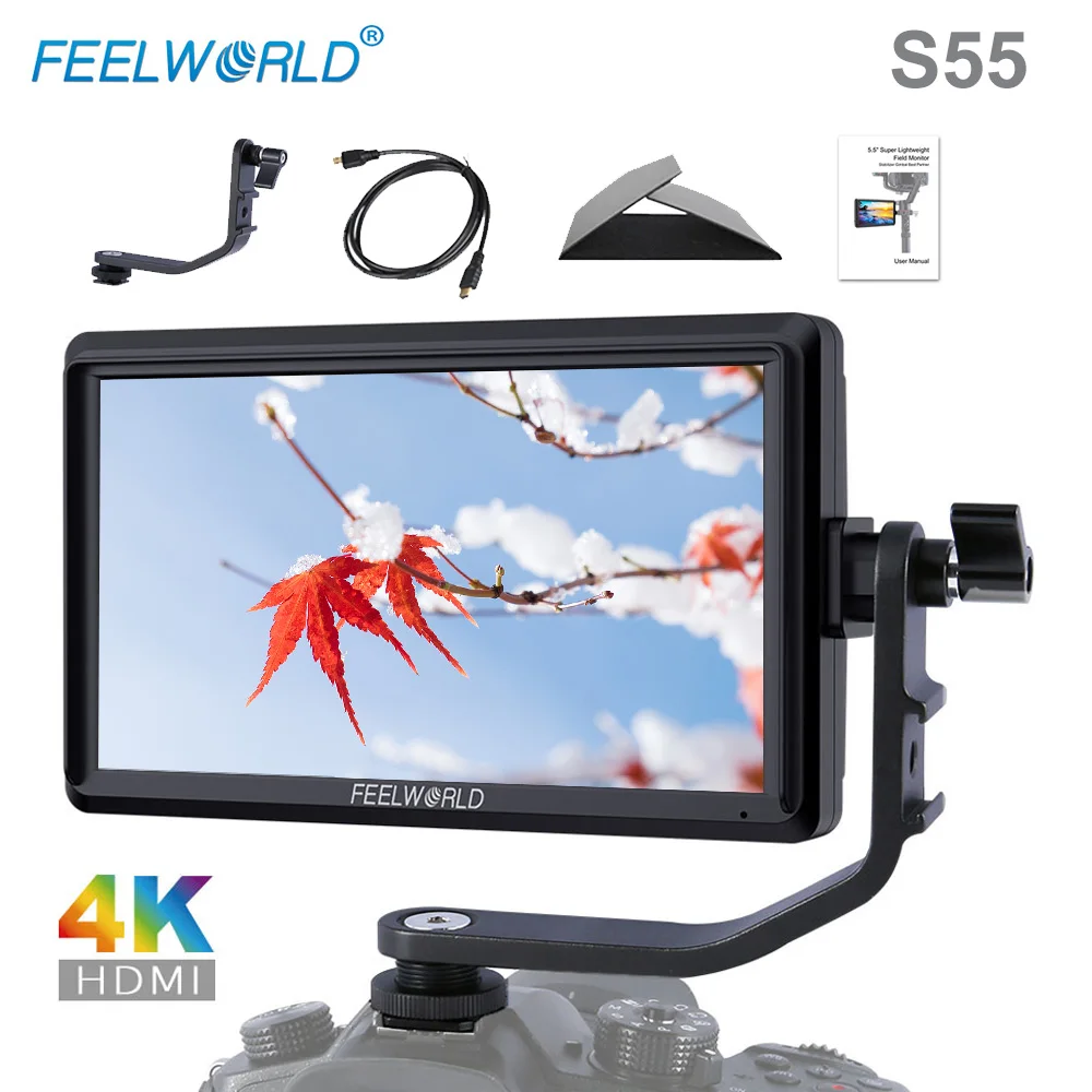 FEELWORLD S55 5 дюймовый небольшой цифровой зеркальной камеры rig 4K HDMI вход Портативный