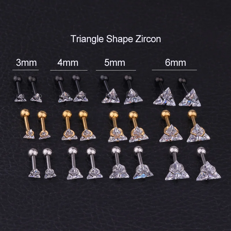 Серьги гвоздики из хирургической стали 316L с кристаллами циркония ювелирные