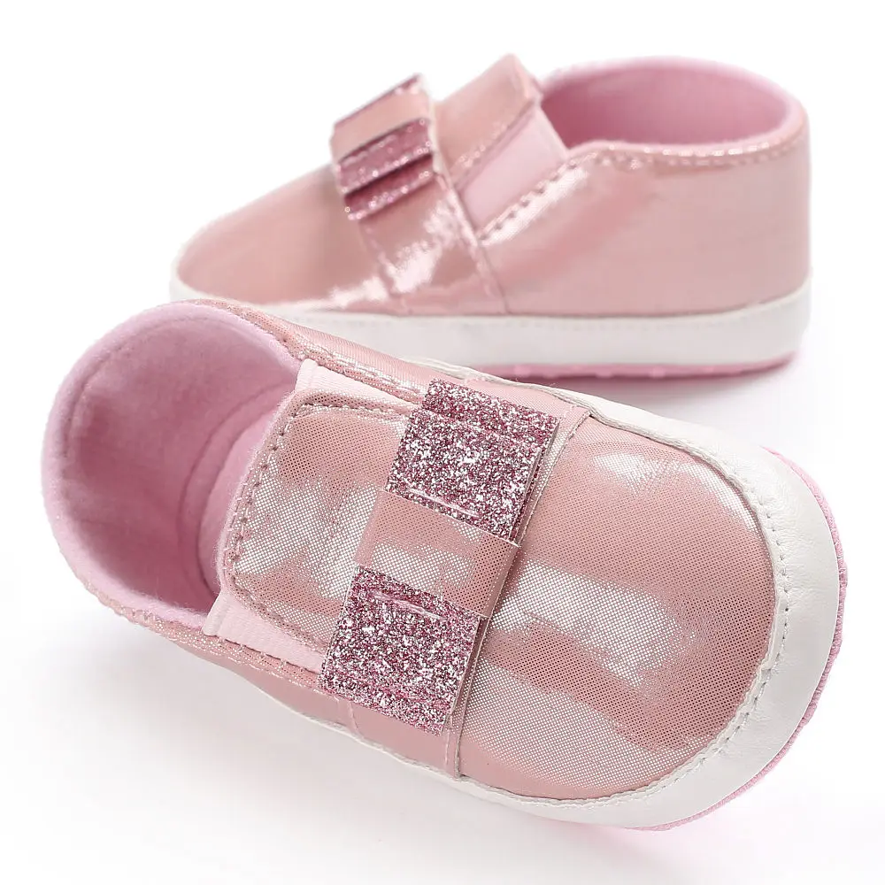Детская обувь для девочек с блестками и бантом повседневная новорожденного