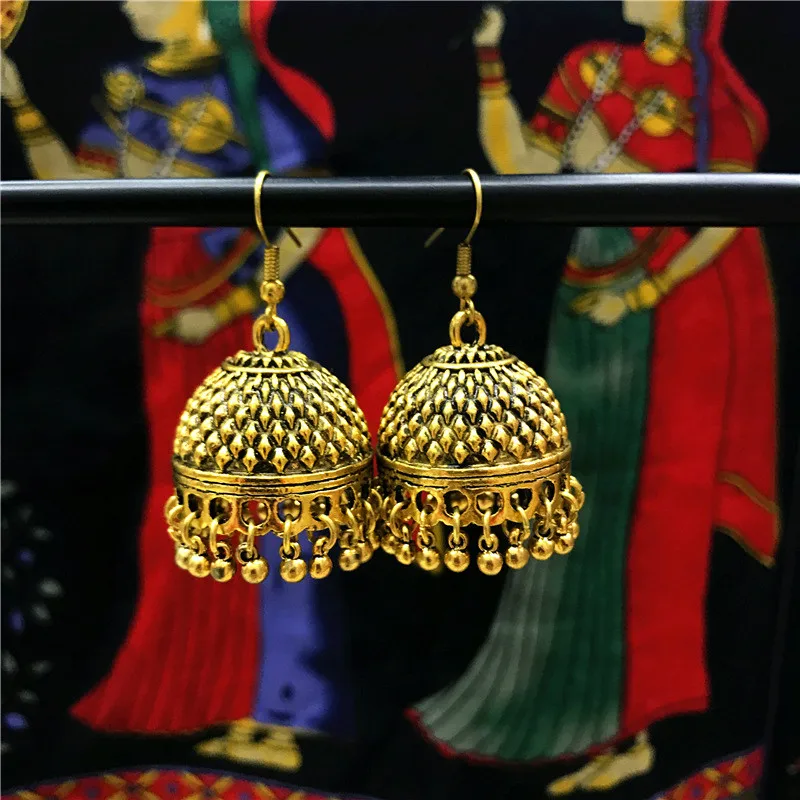Винтажные этнические индийские серьги Jhumka Jhumki ручной работы в виде лотоса
