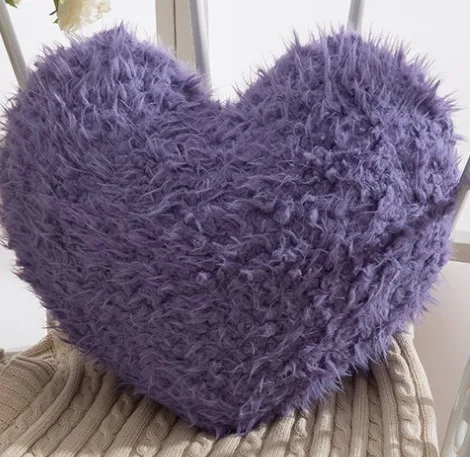purple blue Берберский флис пушистое сердце подушка с молнией диван Подушка плюшевая игрушка подарок для украшения свадебной вечеринки - Цвет: purple blue