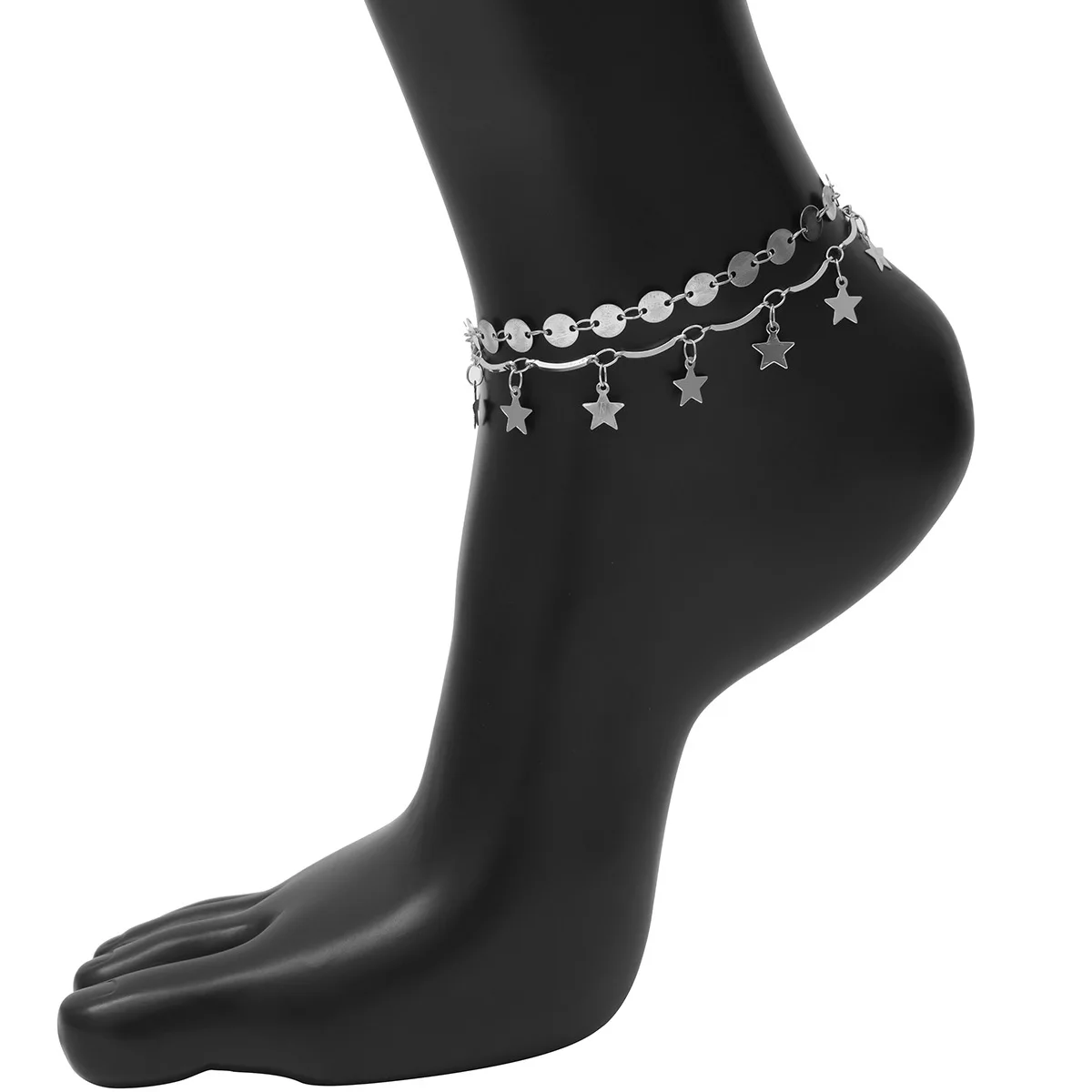 4pcs/set shell Star Vintage Antique Gold Color Anklet Women shell sequins Beads Geometric Bracelet Charm Ankle Boho Foot Jewelry