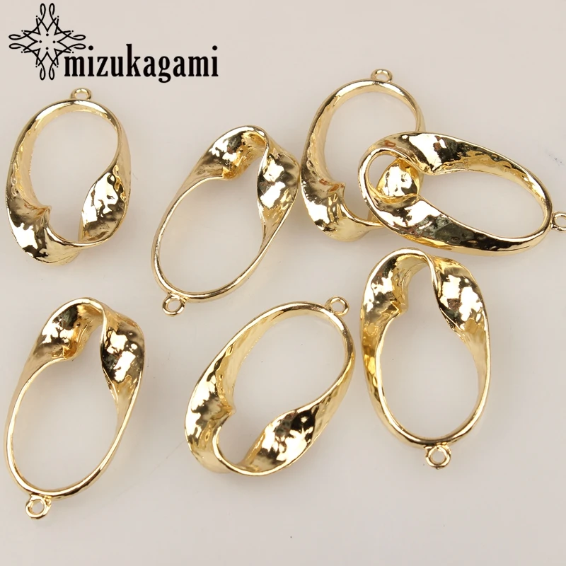 

6pcs/lot 42*23MM Zinc Alloy Gold Geometry Distorted Oval Hollow Charms Linker Connectors For DIY Earrings Jewelry Accessories