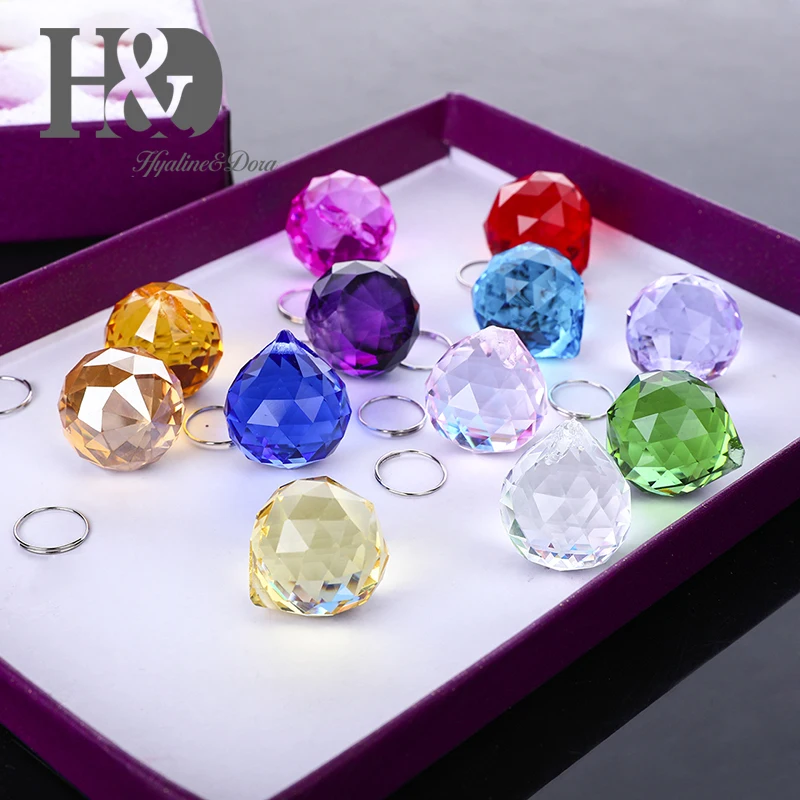 H& D 12 шт. многоцветная Хрустальная Призма, граненая люстра, хрустальные детали, подвесной светильник, шар, Солнцезащитный шар, домашний декор