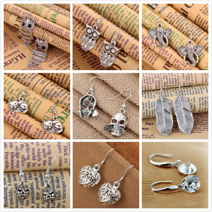 Женские винтажные серьги подвески с вырезами тибетский серебристый цвет в виде