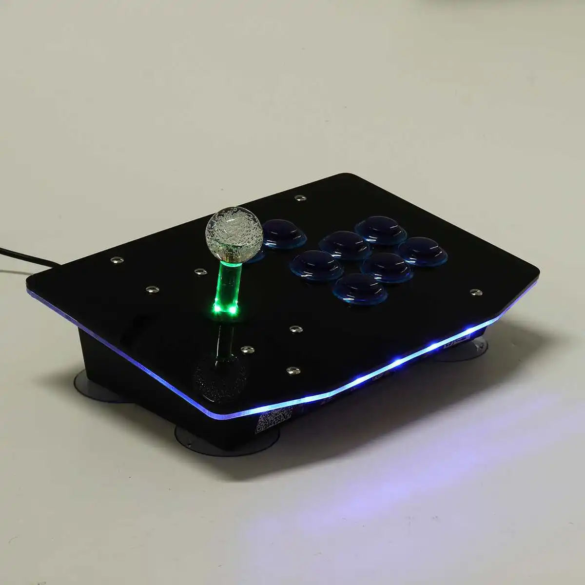 T1 ABS светодиодный светильник USB игровой контроллер аркадный джойстик геймпад борьба палка только для ПК и играть уличные бои чувство - Цвет: Зеленый