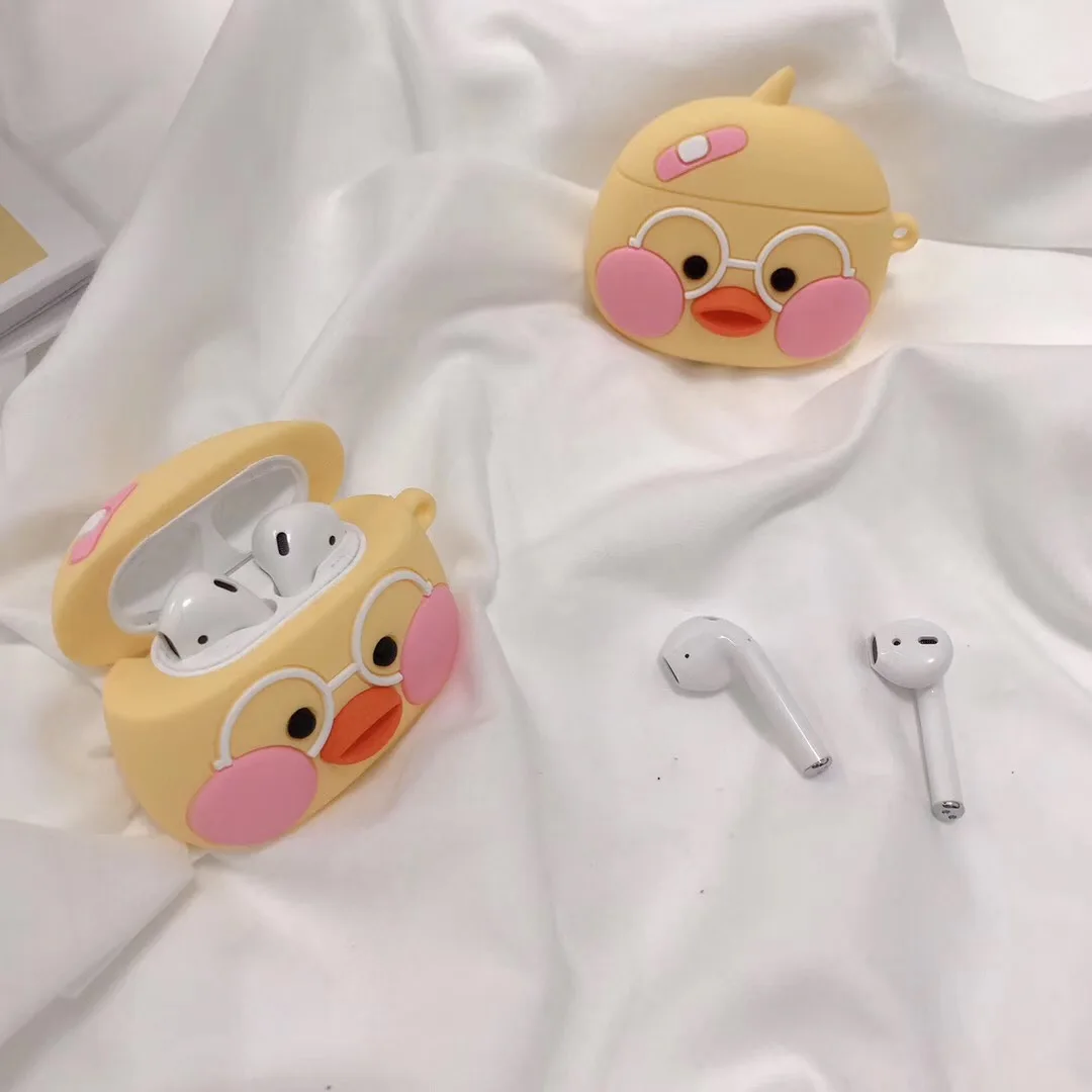 Симпатичный силиконовый чехол для Apple AirPods 1, 2, Bluetooth, с рисунком "арахис", "Charlie, коричневая утка"
