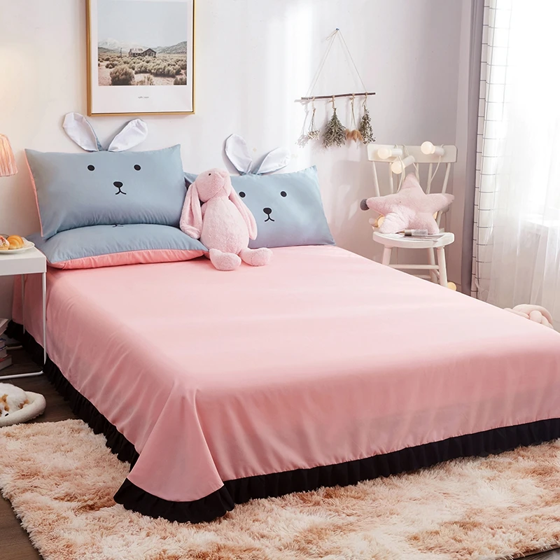 Пододеяльник из полиэстера с милыми кроличьими ушками наволочки розового серого