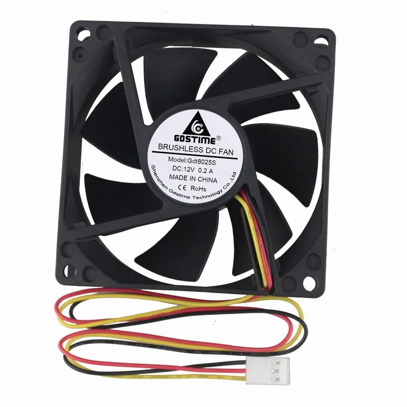 5 шт. Gdstime 80x80x25 мм DC 12 В бесщеточный кулер 8 см 3Pin корпус компьютера Вентилятор