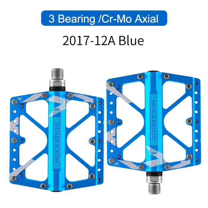2017-12A Blue ROCKBROS 4 Подшипники Педали Велосипеда противоскользящие Сверхлегкие ЧПУ MTB Горные Велосипедные Педали Запечатаные Подшипник Педали Велосипедные Аксессуары - Цвет: 2017-12A Blue