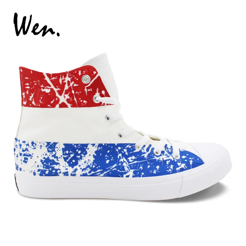 

Wen Hand Painted Shoes Design Netherlands Flag Canvas Shoes Men Women Sneakers Laced Plimsolls Espadrilles Flat Zapatillas