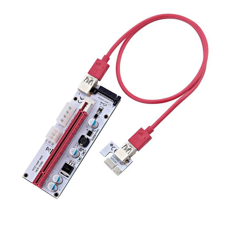 Горячая продажа 6 шт. 008S 3 в 1 PCIe PCI E Express Riser Card 1x к 16x USB 0 кабель для передачи данных